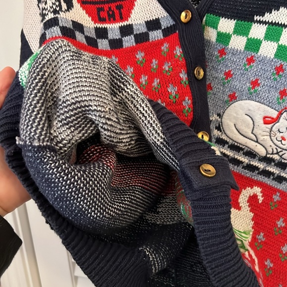 Vintage Faith Mountain “I Love Cats” Cardigan Sweater - Large - Picture 7 of 10